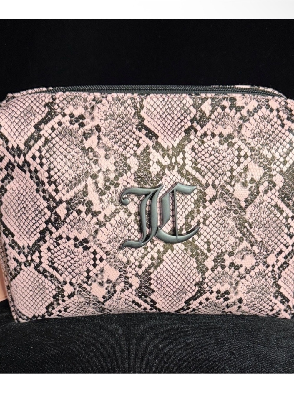 Juicy Coutour Pink Snake-Print Cosmetic Pouch